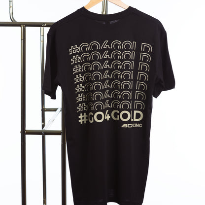 BC Racing Black Go4Gold shirt on rack on white background