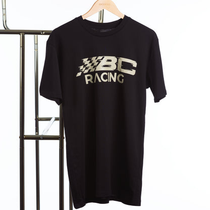 BC Racing Black Go4Gold shirt on rack on white background