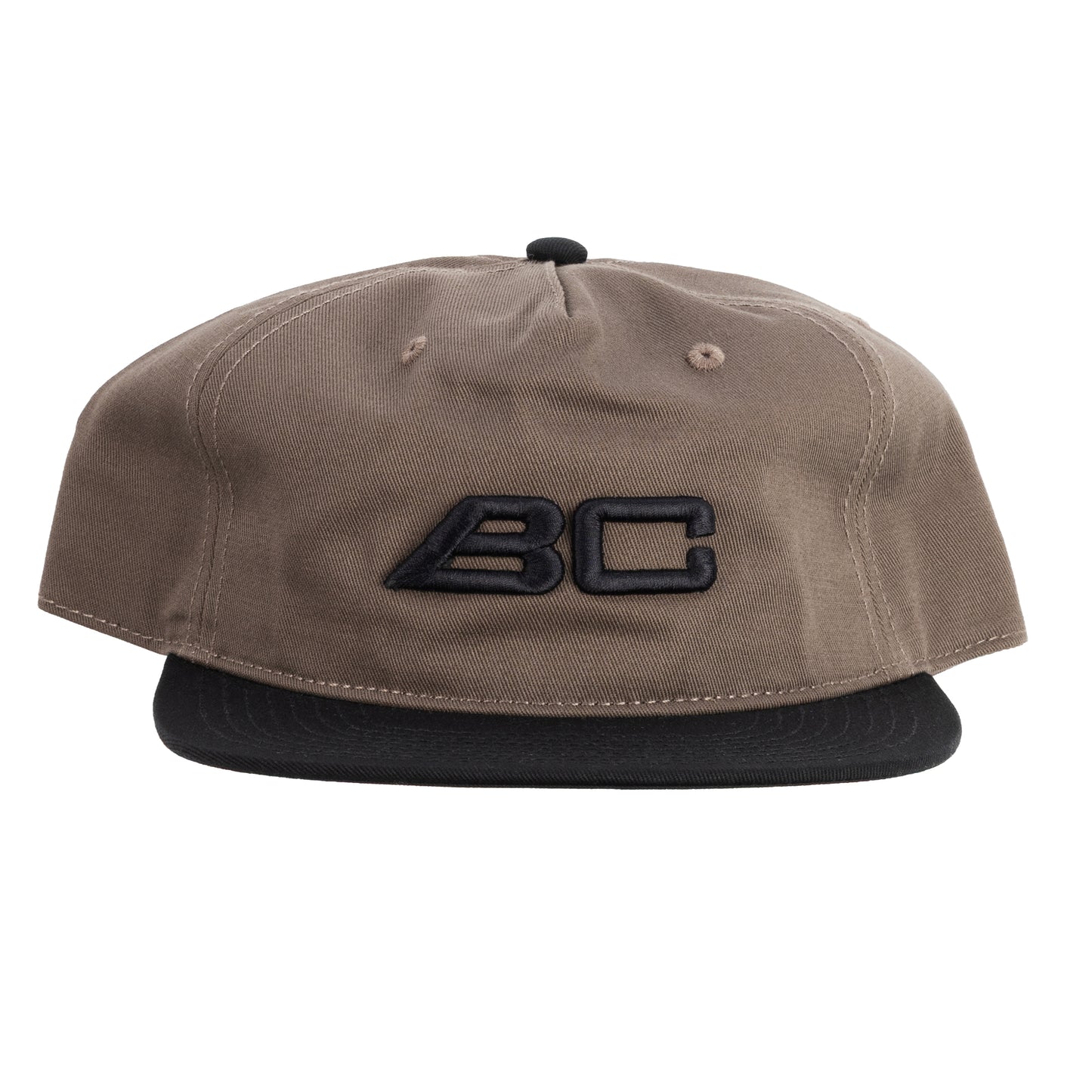 BC Racing brown and black flatbill cap on white background