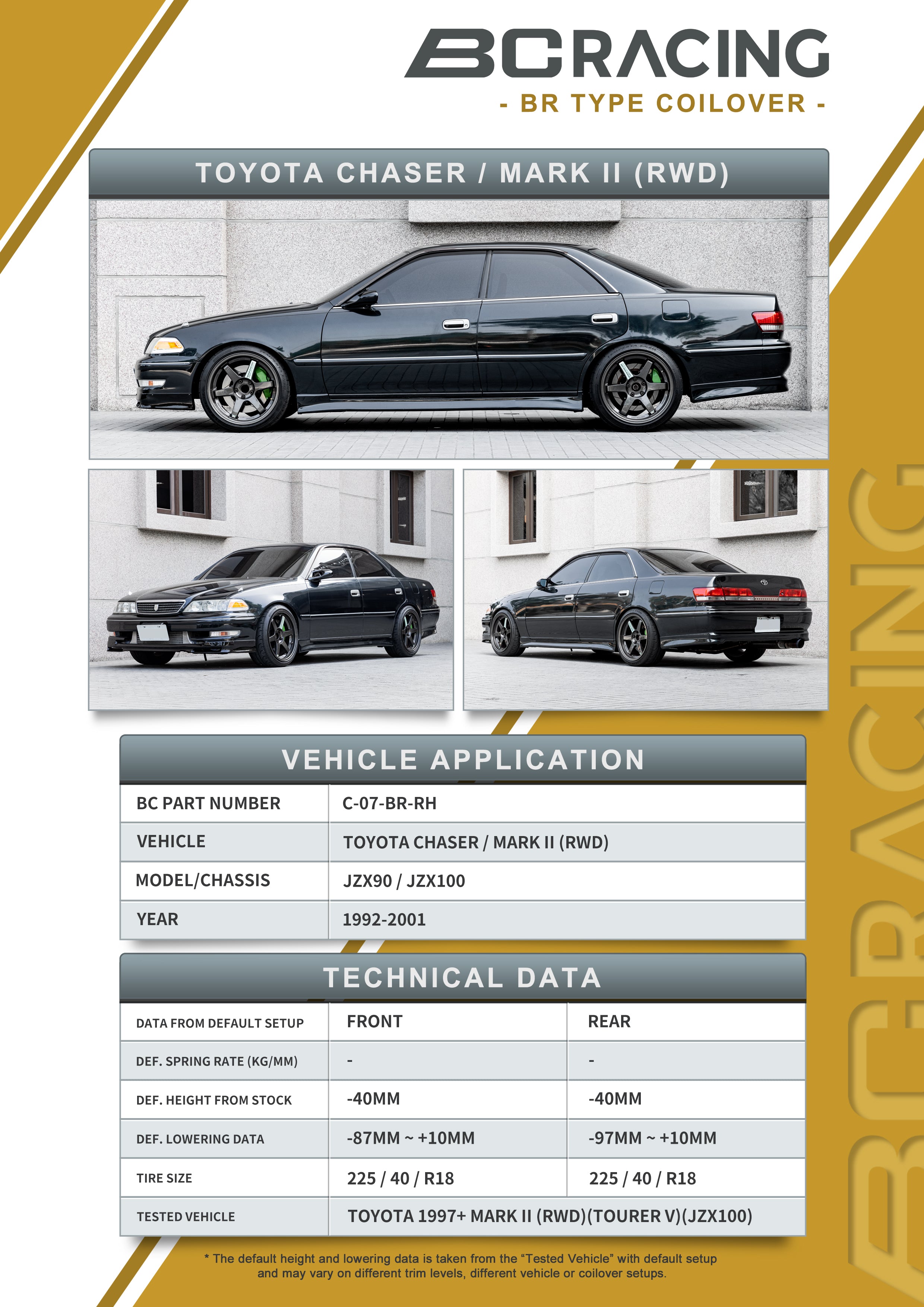 92-00 Toyota Chaser (JZX90 / JZX100) (RWD) – BC Racing