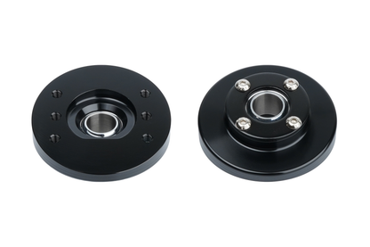 Black mechanical bearing housing on a white background