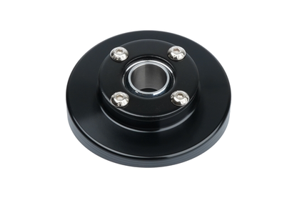 Black mechanical bearing housing on a white background