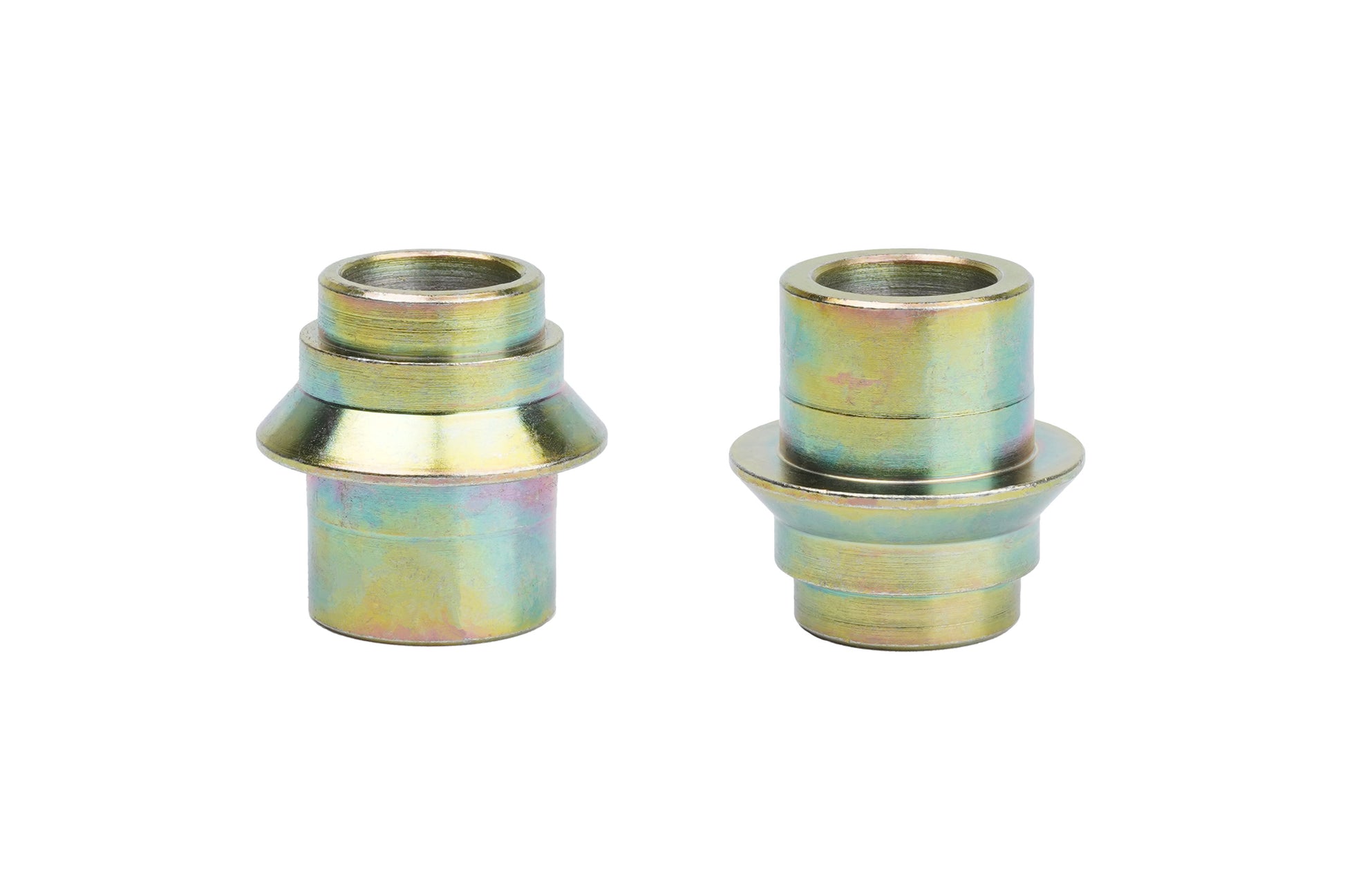 Gold bushing for BC Racing camber plates on white background