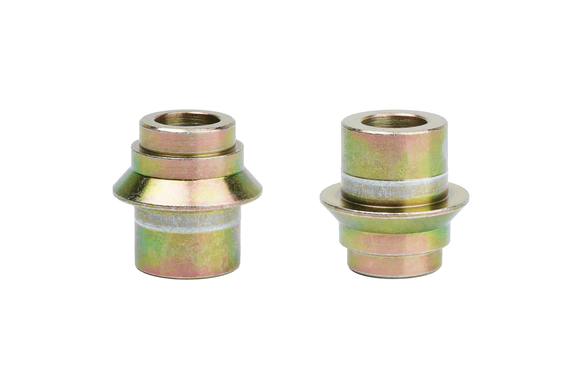Gold bushing for BC Racing camber plates on white background