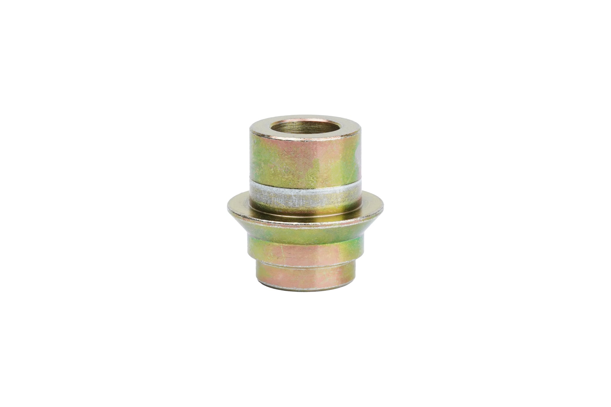 Gold bushing for BC Racing camber plates on white background