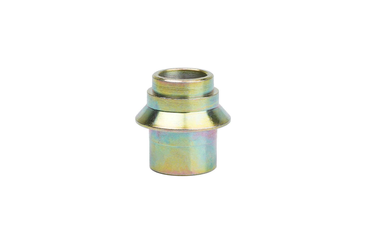 Gold bushing for BC Racing camber plates on white background