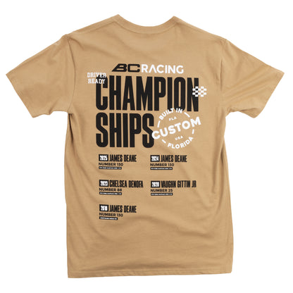 Beige BC Racing Formula Drift Champions t-shirt on white background