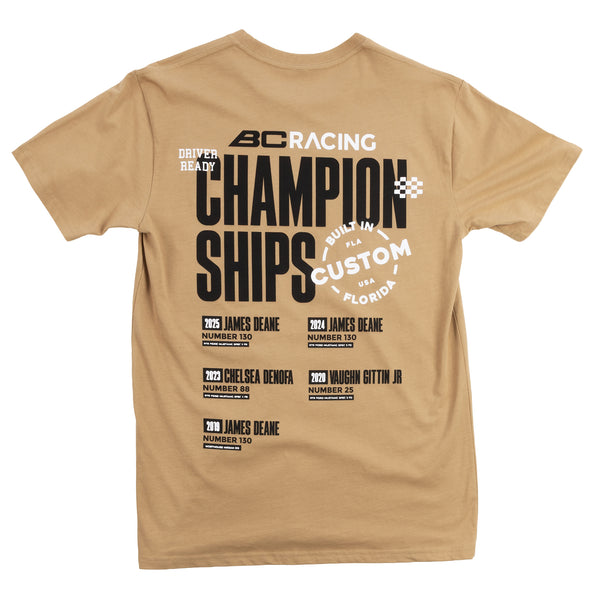 Beige BC Racing Formula Drift Champions t-shirt on white background