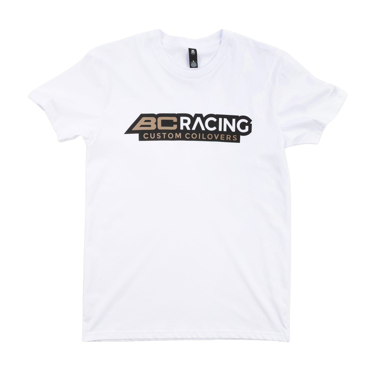 White t-shirt with BC Racing logo on white background