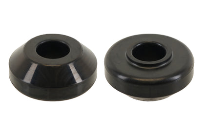 BC Racing black top pin rubber bushings on white background