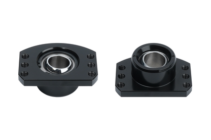 Black mechanical bearing housing on a white background