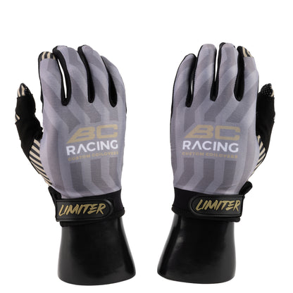 BC Racing x Limiter Gloves on fake hand models on white background