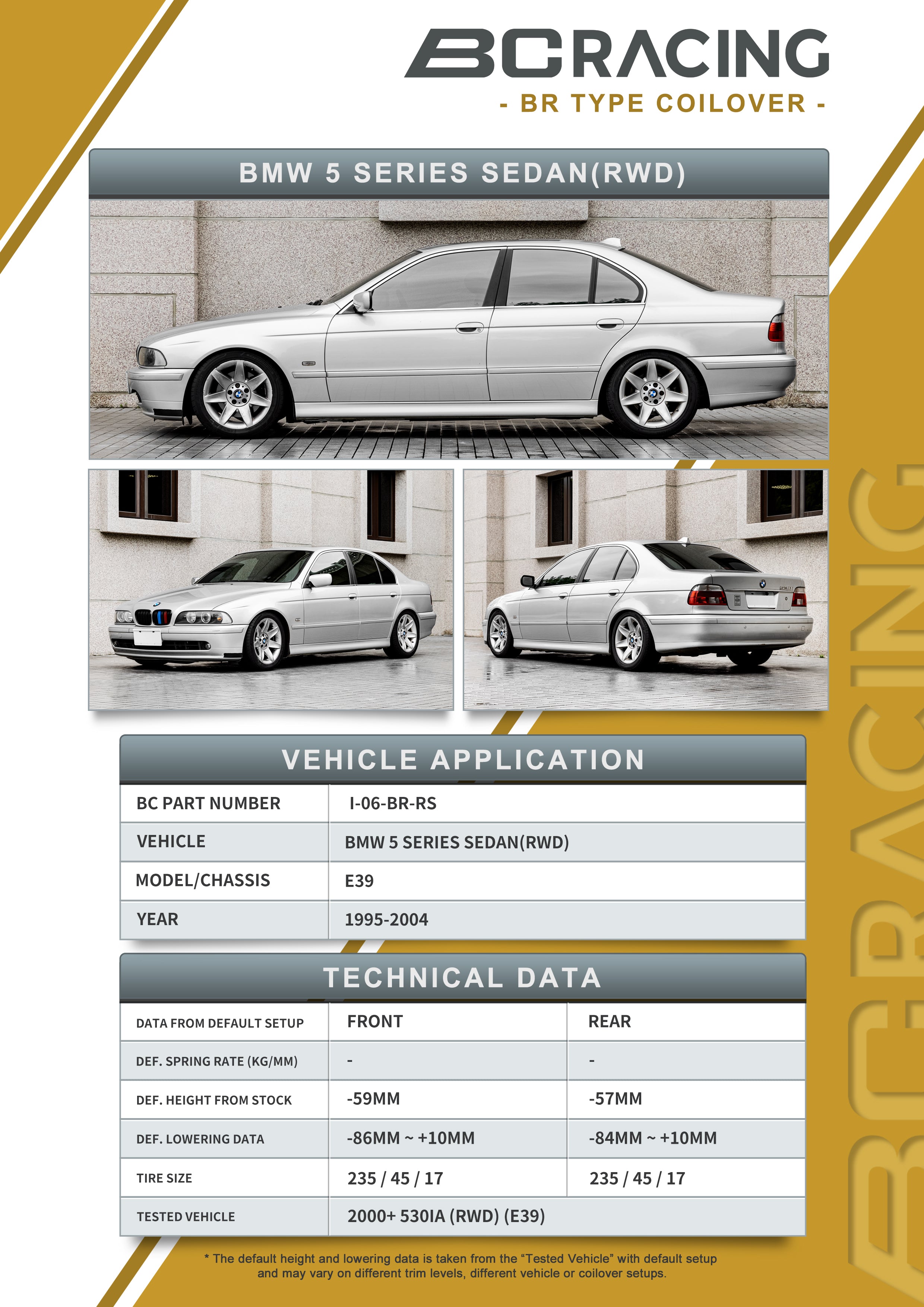95-03 BMW 5-Series E39 Sedan – BC Racing