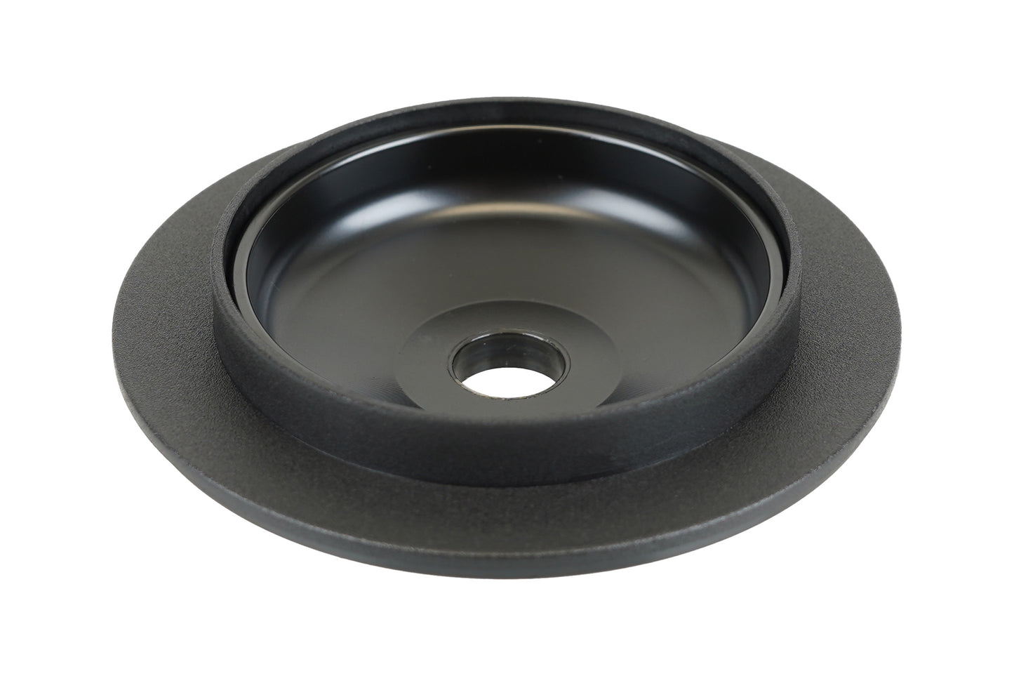 Black BC Racing coilover upper spring seat on white background