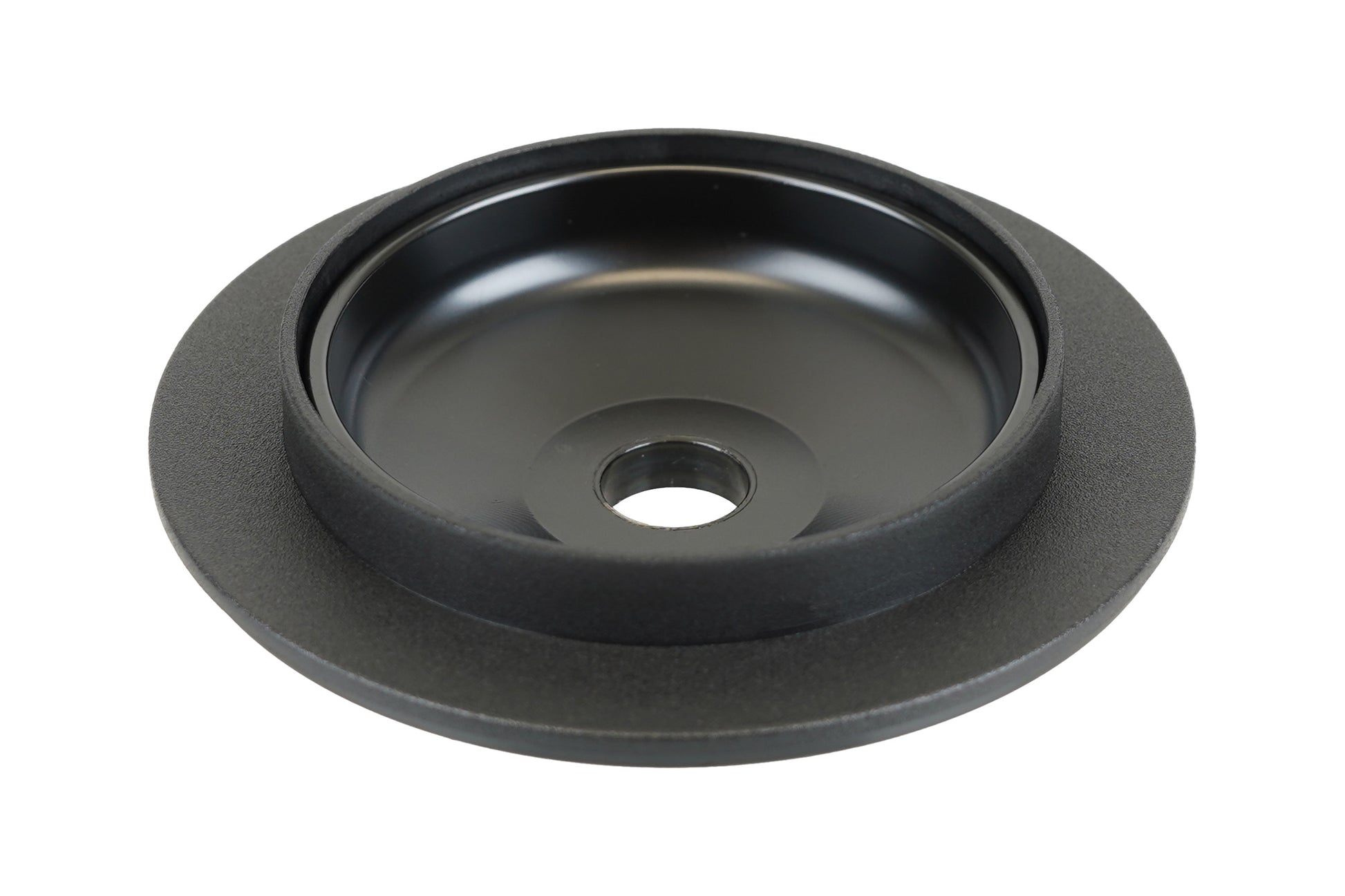 Black BC Racing coilover upper spring seat on white background