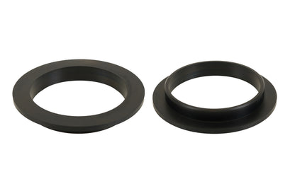 BC Racing black rubber upper spring seat on white background
