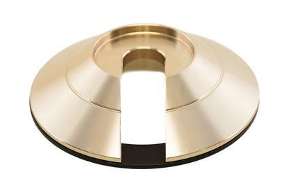 BC Racing gold upper spring seat with black isolator on white background