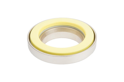 BC Racing gold upper spring seat with black isolator on white background