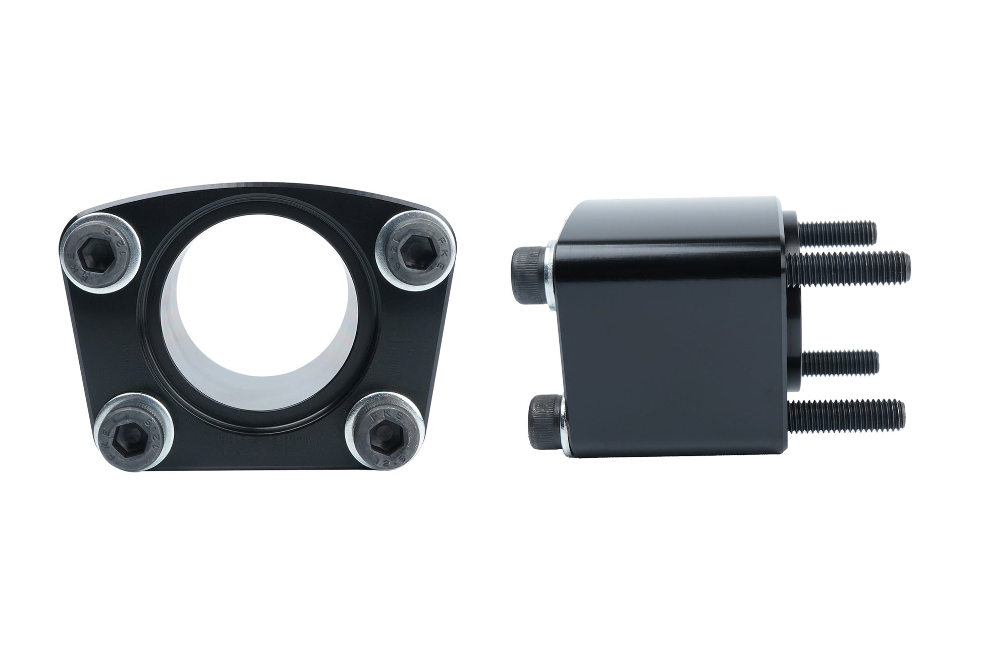 BC Racing black volvo roll-center adapter on white background