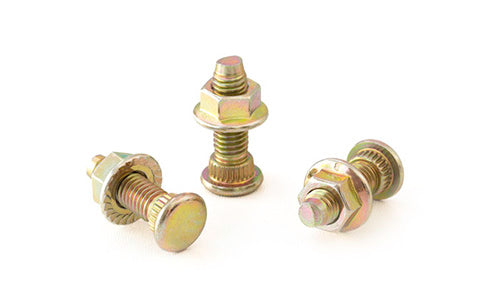 BC Racing gold top plate studs with nuts on white background